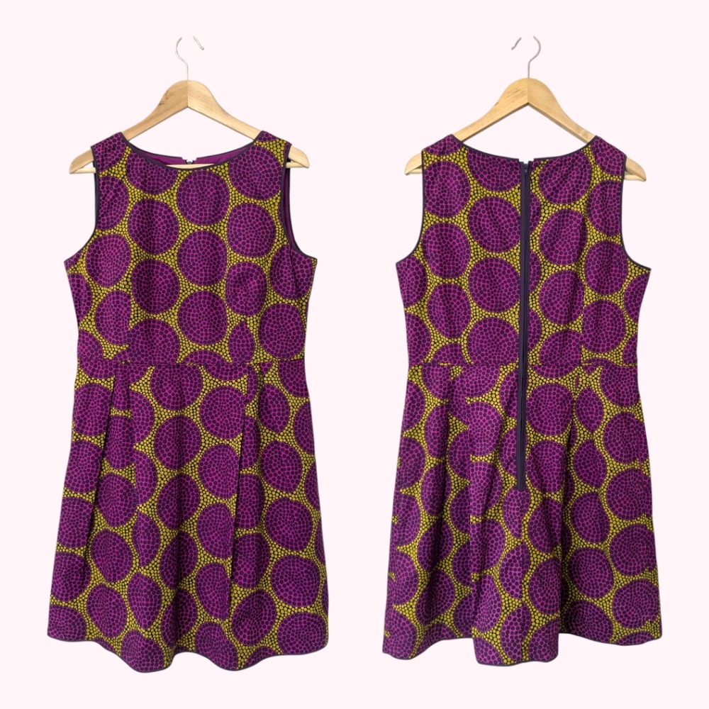 💜💛 Nougat London Stretch Cotton Polkadot Fit And Flare Dress, L